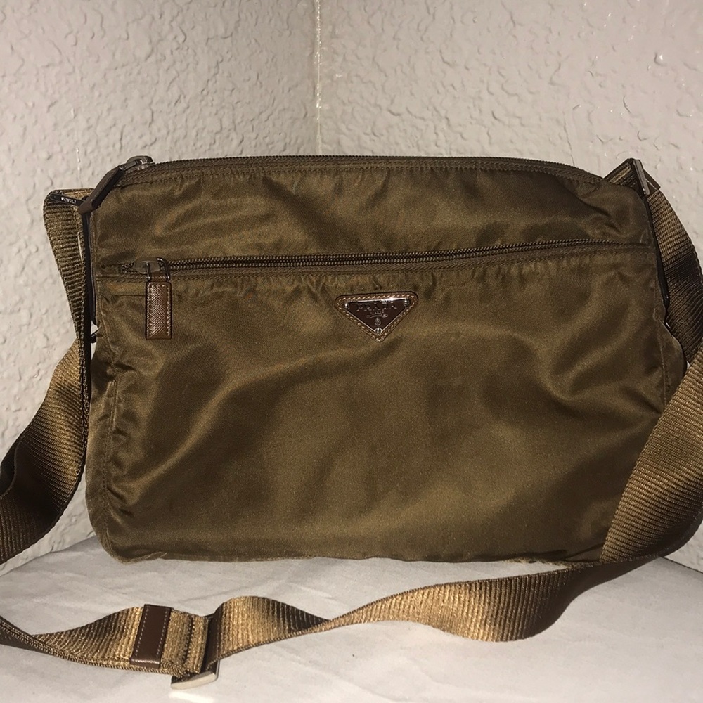 Prada brown fabric crossbody bag